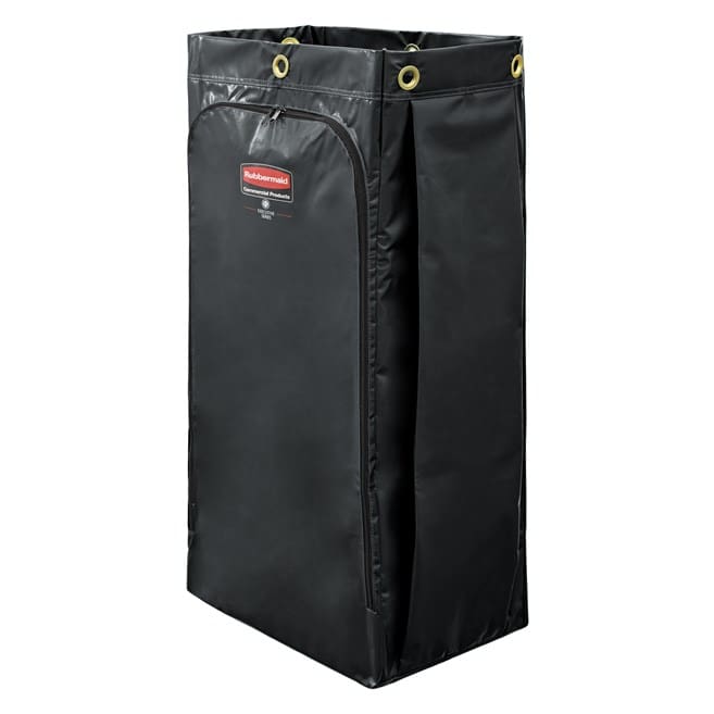 34 Gal Executive Vinyl Bag for High Capacity Janitorial Cleaning Carts, Black 1966886