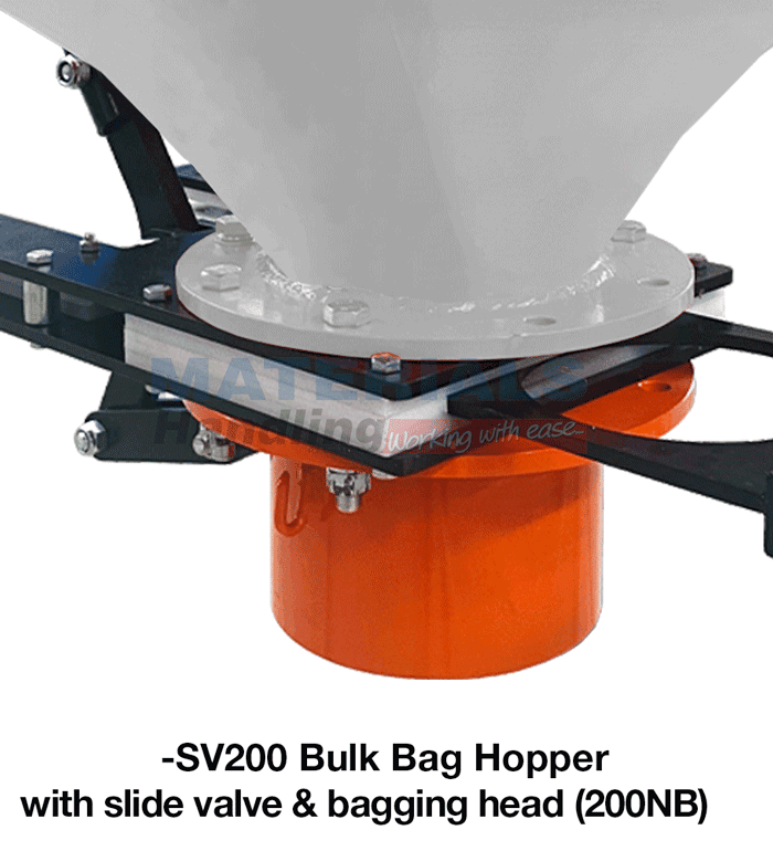 Bulk Bag Hopper with Slide Valve Bagging Head Adaptor 200NB MSFH100 SV200