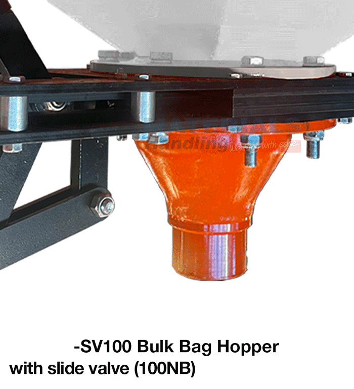 Bulk Bag Hopper with Slide Valve reducing funnel 100NB MSFH100 SV100