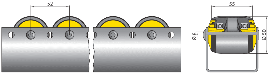 Conveyor Roller Track CBU50 steel roller Conveyor Roller Track CBU50 steel roller