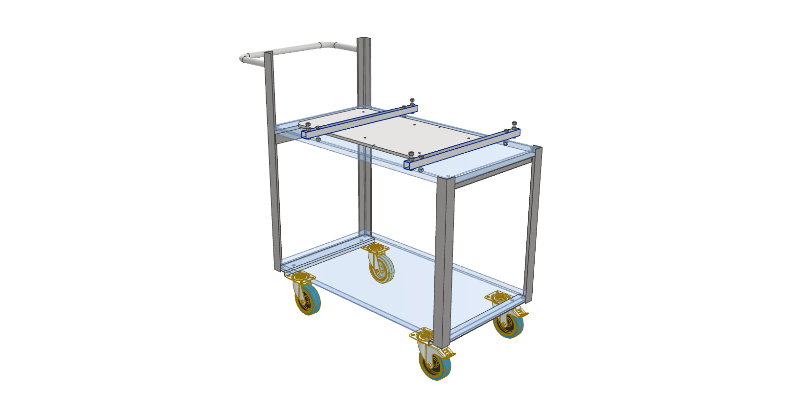 Custom dimensioning trolley 900 x 600mm shelf