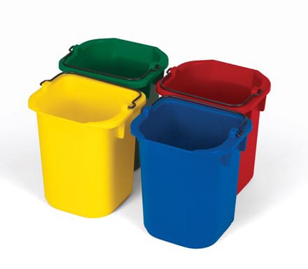 Four Pack of 5 QT Disinfecting Pails – Blue, Red, Yellow, Green FG9T83010000