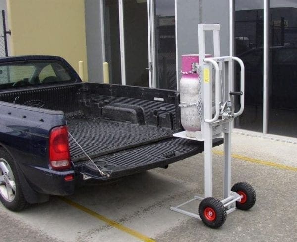 Gas Bottle Lift Trolley loading into car Gas Bottle Lift Trolley loading into car