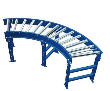 Gravity Roller Conveyor curve with support stands