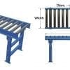 Gravity Roller Conveyor with supports and measurements