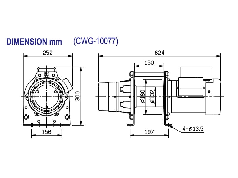 Industrial Electric Winches LACW320 CWG 10077 dims