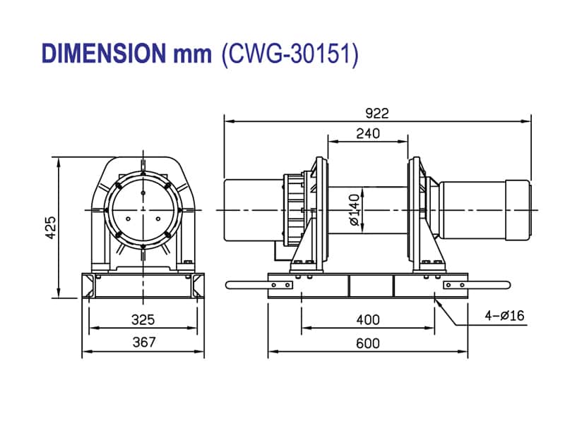 Industrial Electric Winches LACW350 CWG 30151 dimensions Industrial Electric Winches LACW350 CWG 30151 dimensions