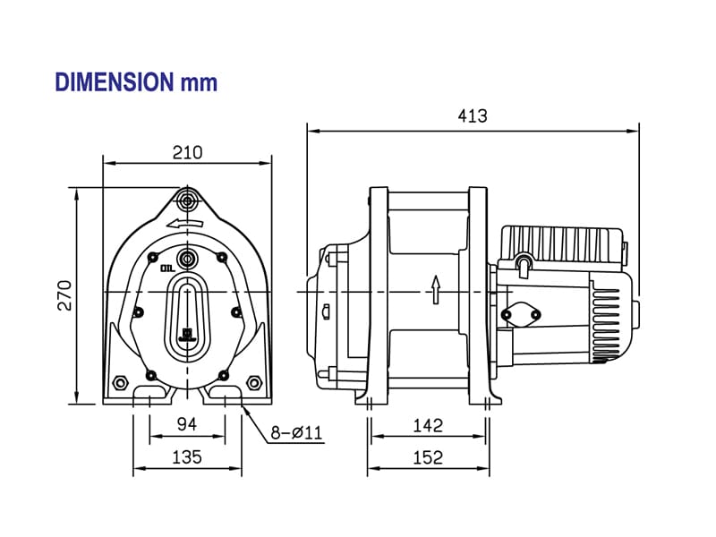 LCWL200 Industrial Electric Winches dimensions