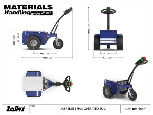 M3 GA drawing Pedestrian operated tug