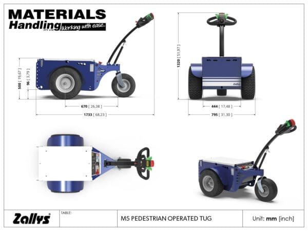 M5 GA drawing Pedestrian operated tug