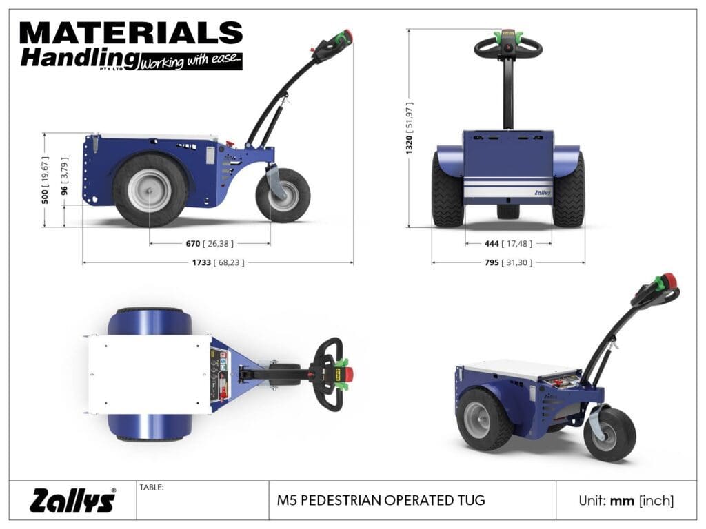 M5 GA drawing Pedestrian operated tug