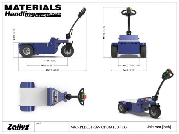 M6.5 GA drawing Pedestrian operated tug