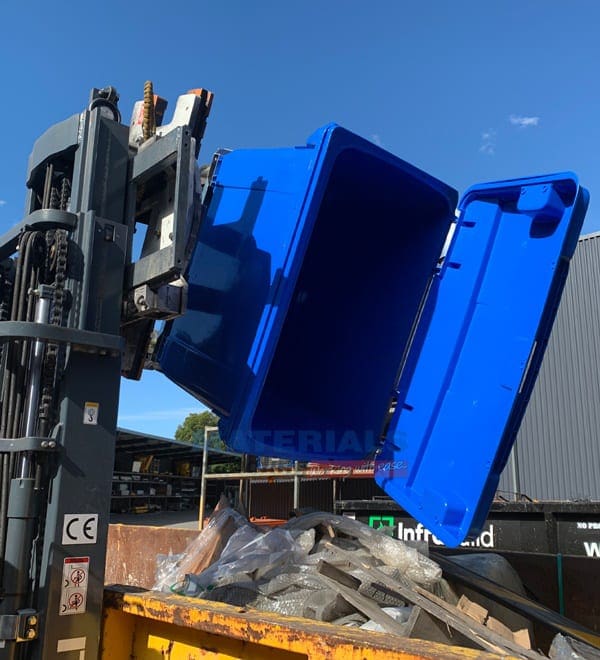 MW660PRB Wheelie Bin with Rotator Base Forklift Rotated