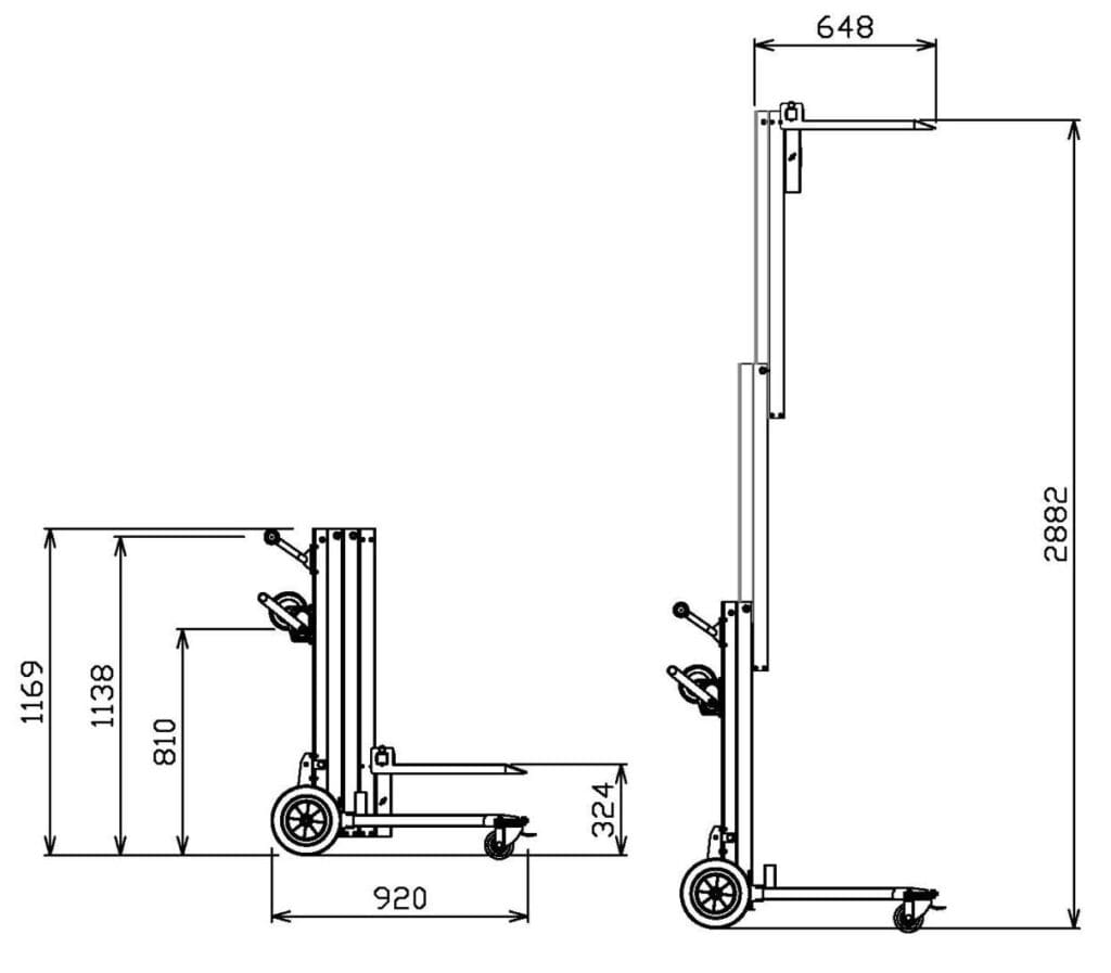 Material Lifters Multipurpose MBD180 dims