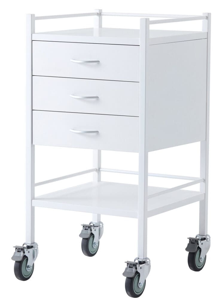 Medical Trolleys Instrument Powdercoated PCT03 Powder Coated Trolley Three Drawer
