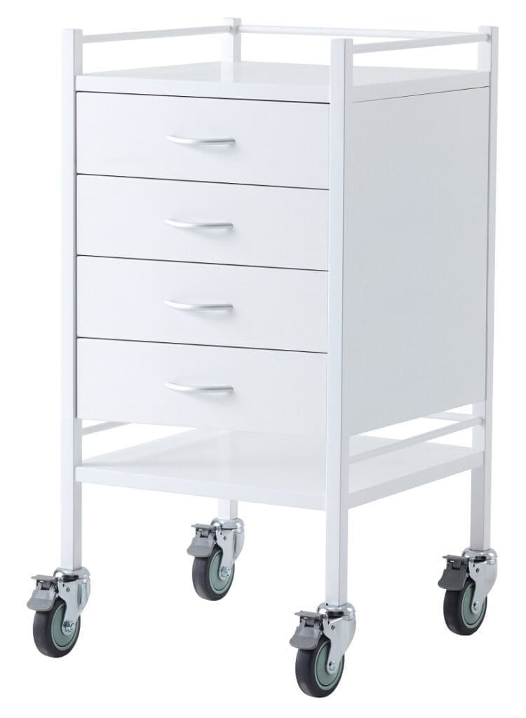 Medical Trolleys Instrument Powdercoated PCT04 Powder Coated Trolley Four Drawer