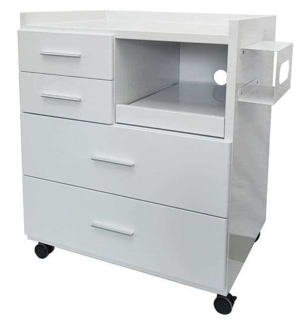 Medical Trolleys Workstation Powdercoated PCDUBL Podiatry Cabinets Double Front Angled