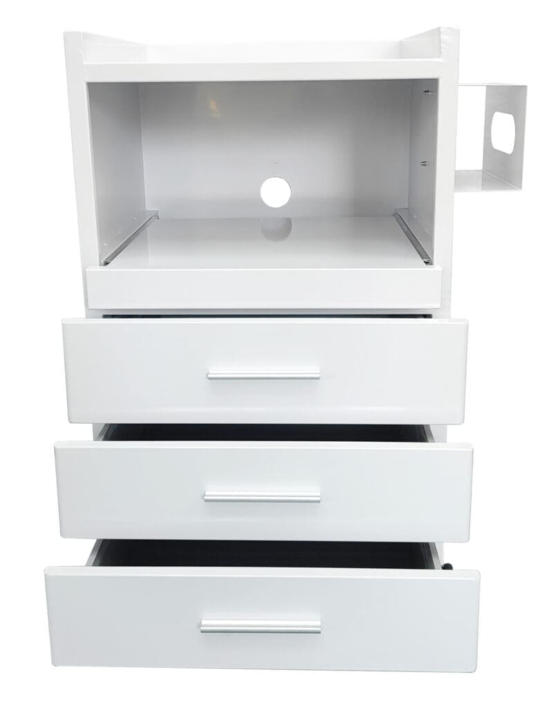 Medical Trolleys Workstation Powdercoated PCSING Podiatry Cabinets Single Drawers Open