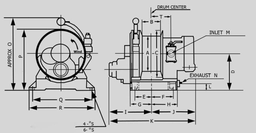 Pneumatic WInches AIR WINCH DIMS