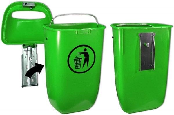 Post or Wall Mount Litter Bins Green