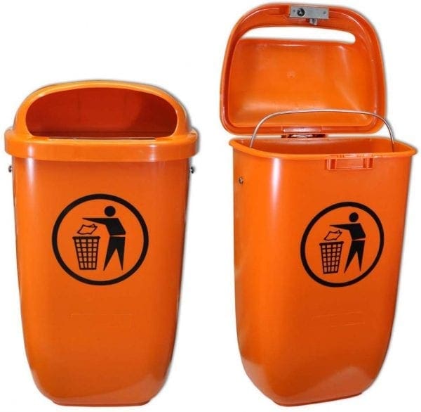 Post or Wall Mount Litter Bins Orange