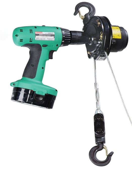 Pulley man portable winch with drill