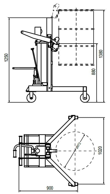 Raptor Mobile Drum Lifter Dims