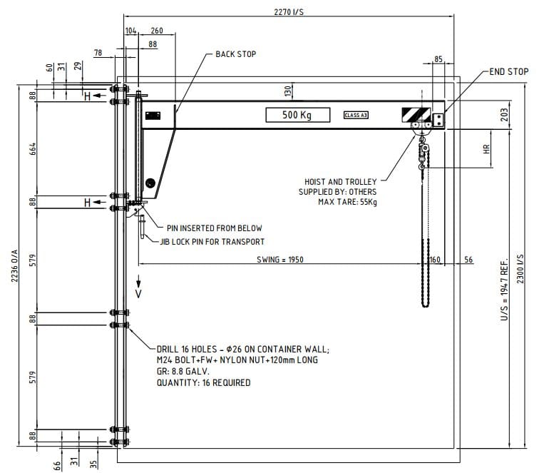Shipping Container Jib Crane SCJC diagram