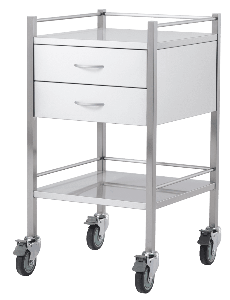 Stainless Steel Medical Trolleys 304 SST02 Stainless Steel Trolley Two Drawer