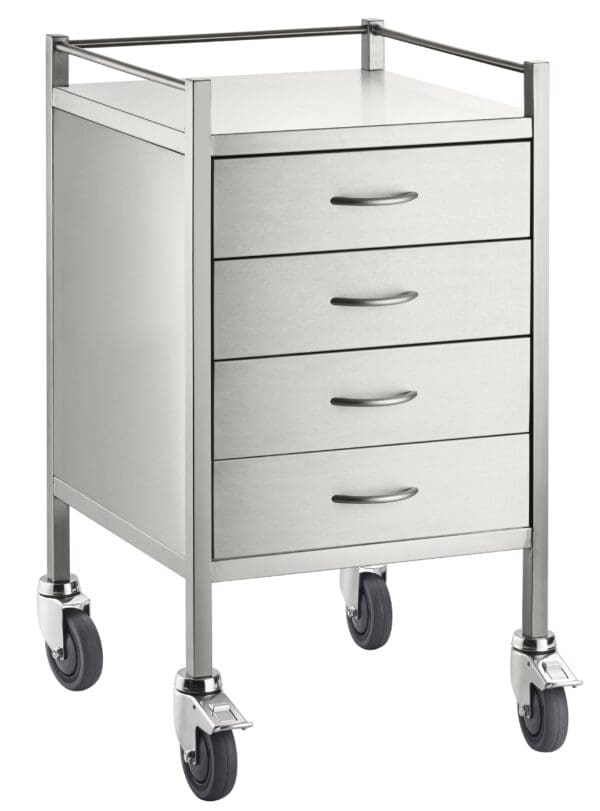 Stainless Steel Medical Trolleys 304 SST04 Stainless Steel Trolley Four Drawer