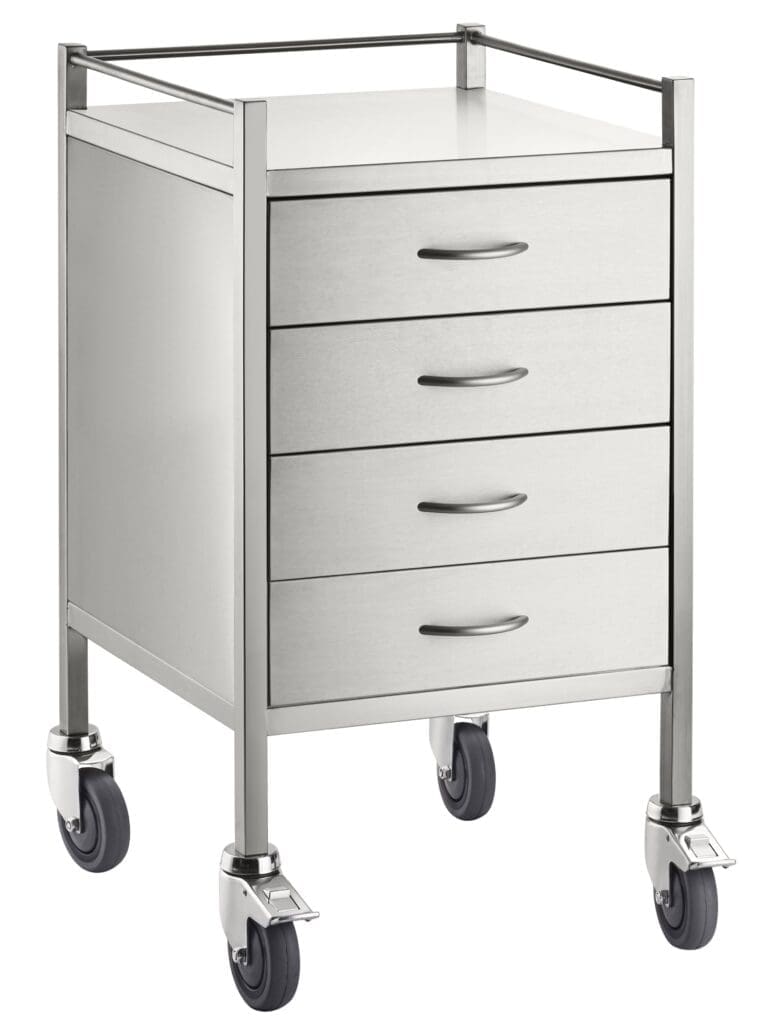 Stainless Steel Medical Trolleys 304 SST04 Stainless Steel Trolley Four Drawer