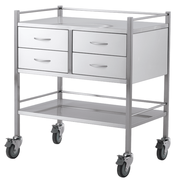 Stainless Steel Medical Trolleys 304 SSTD04 Stainless Steel Double Trolley Four Drawer