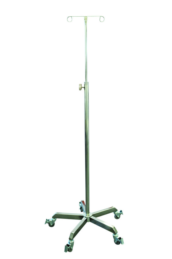 Stainless Steel Medical Trolleys IV Pole IV Stand 2 Prong