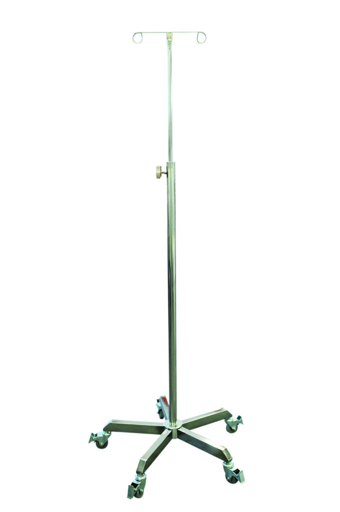Stainless Steel Medical Trolleys IV Pole IV Stand 2 Prong