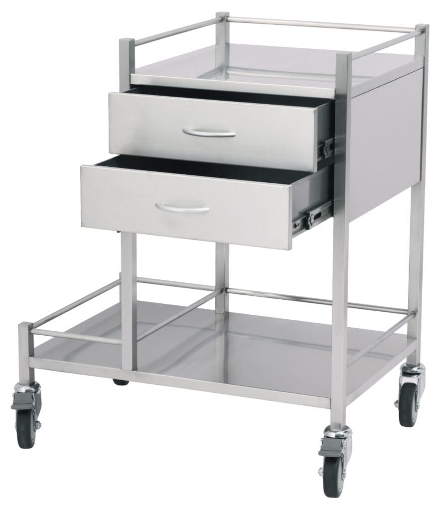 Stainless Steel Medical Trolleys SST02OXY Two Drawer Oxygen Trolley (2)