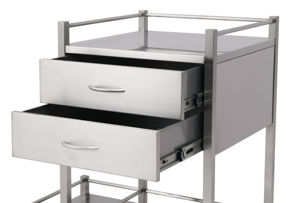 Stainless Steel Medical Trolleys SST02OXY Two Drawer Oxygen Trolley (3)