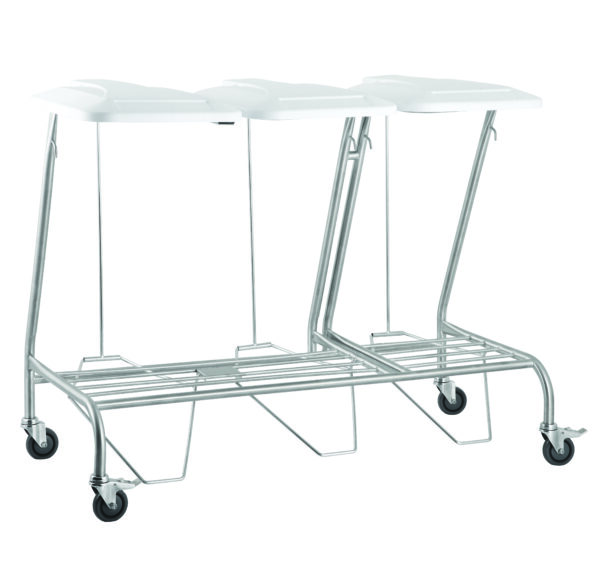 Stainless Steel Trolleys Medical Linen Bag TLTL Linen Skip Triple With Lid