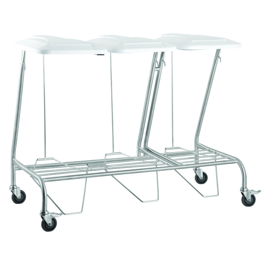 Stainless Steel Trolleys Medical Linen Bag TLTL Linen Skip Triple With Lid