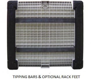 Tipping bars and rack feet