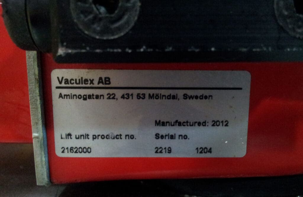 Vaculex control unit ID Vaculex control unit ID