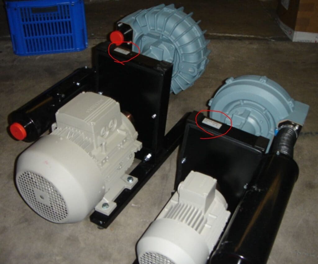 Vaculex vacuum pumps blowers ID plate Vaculex vacuum pumps blowers ID plate